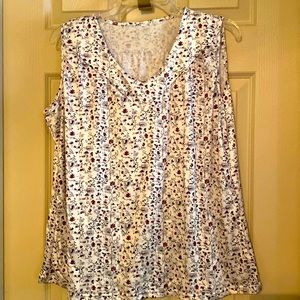 Sleeveless soft white with red & black